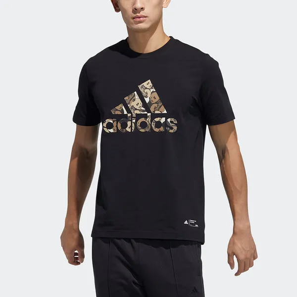 adidas China Tee M Panda Crew Neck Sports Short Sleeve Black