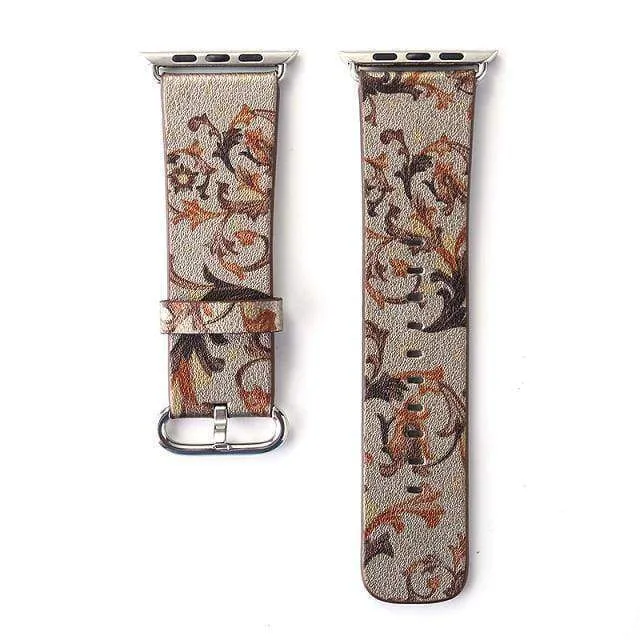 Apple Floral flower Watchband Print Smart iWatch Strap Series 7 6 5