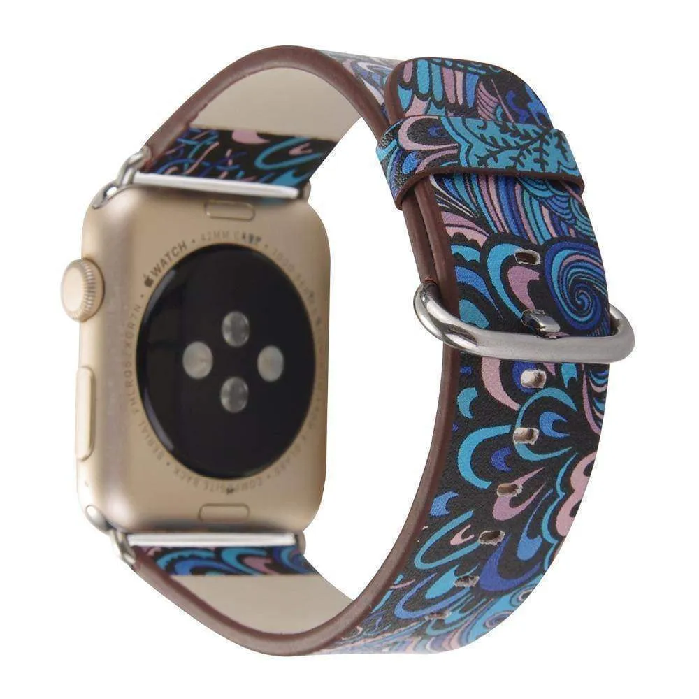 Apple Floral flower Watchband Print Smart iWatch Strap Series 7 6 5