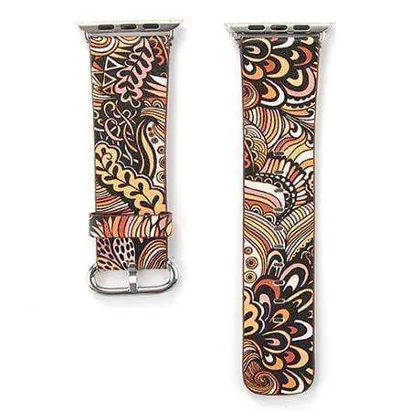 Apple Floral flower Watchband Print Smart iWatch Strap Series 7 6 5