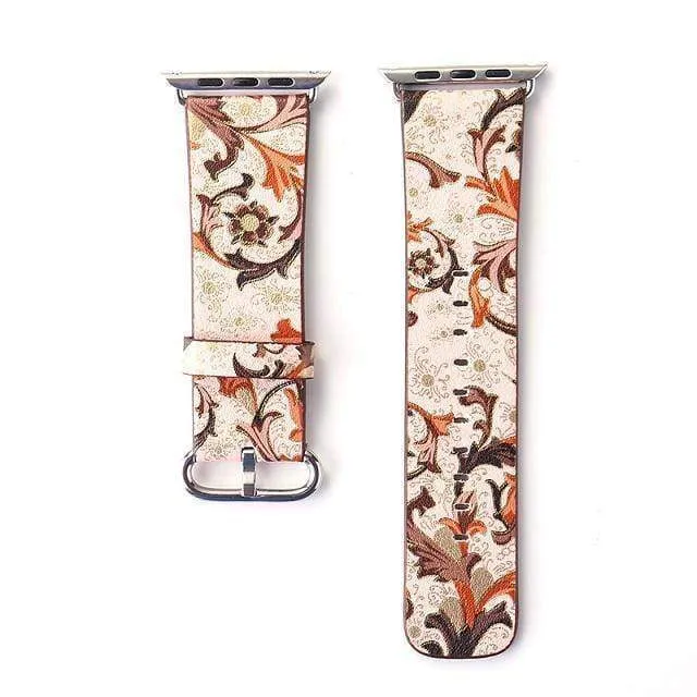 Apple Floral flower Watchband Print Smart iWatch Strap Series 7 6 5