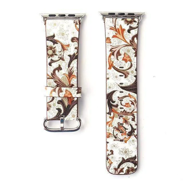 Apple Floral flower Watchband Print Smart iWatch Strap Series 7 6 5