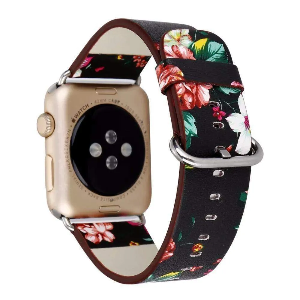 Apple Floral flower Watchband Print Smart iWatch Strap Series 7 6 5