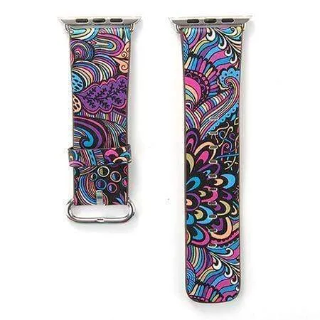 Apple Floral flower Watchband Print Smart iWatch Strap Series 7 6 5