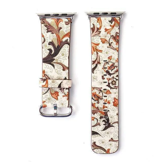 Apple Floral flower Watchband Print Smart iWatch Strap Series 7 6 5