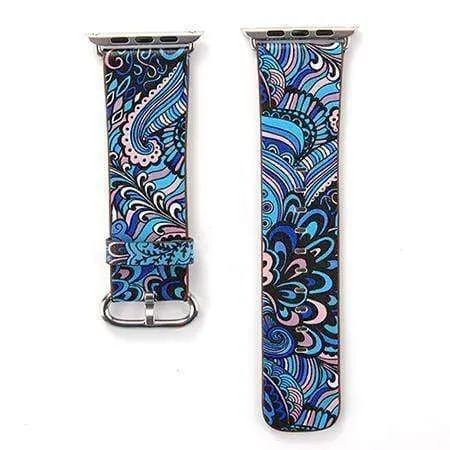 Apple Floral flower Watchband Print Smart iWatch Strap Series 7 6 5