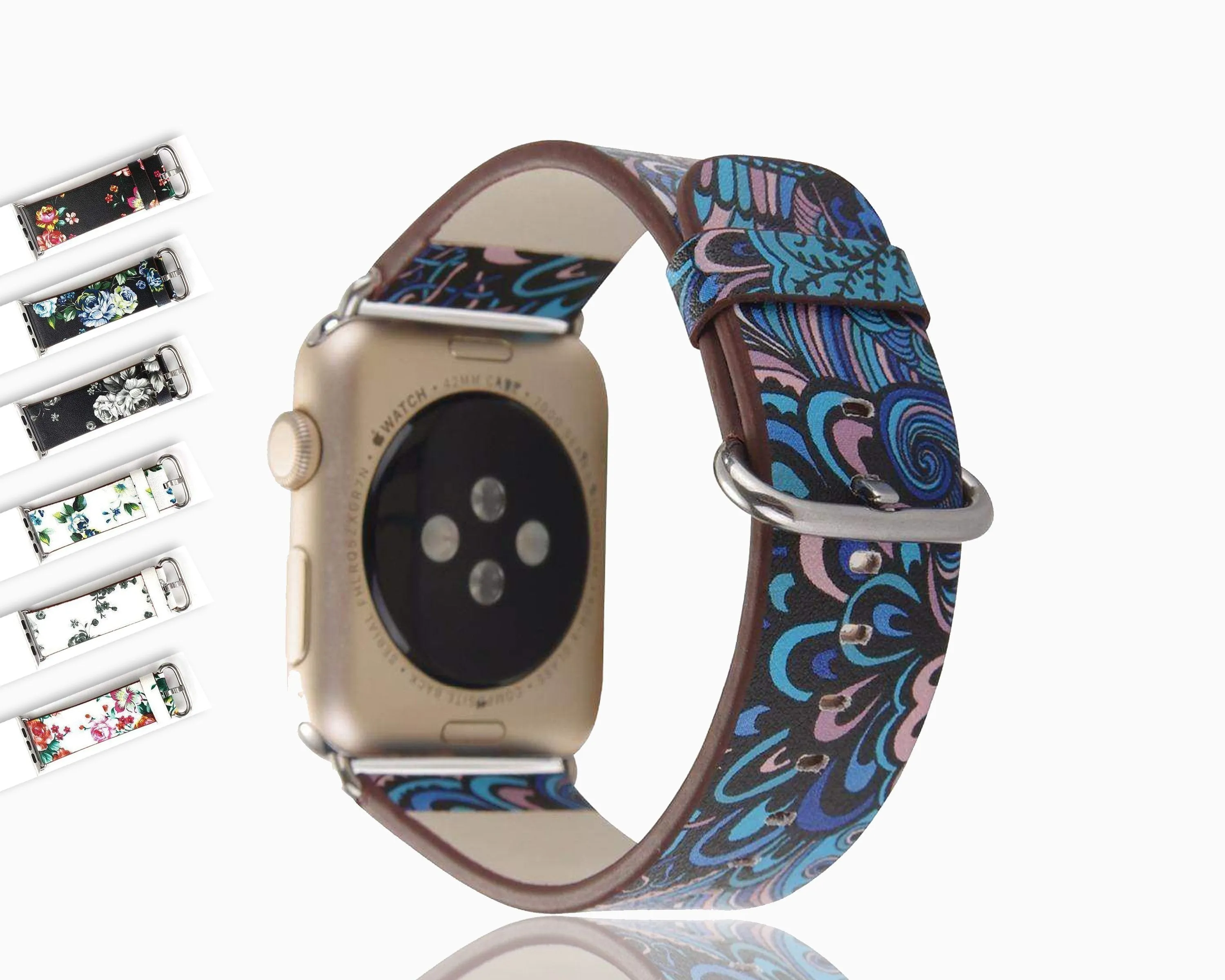 Apple Floral flower Watchband Print Smart iWatch Strap Series 7 6 5