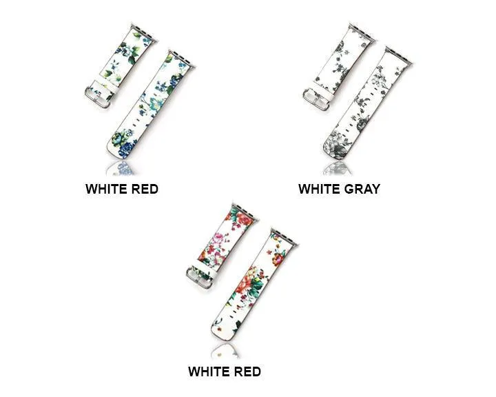 Apple Floral flower Watchband Print Smart iWatch Strap Series 7 6 5