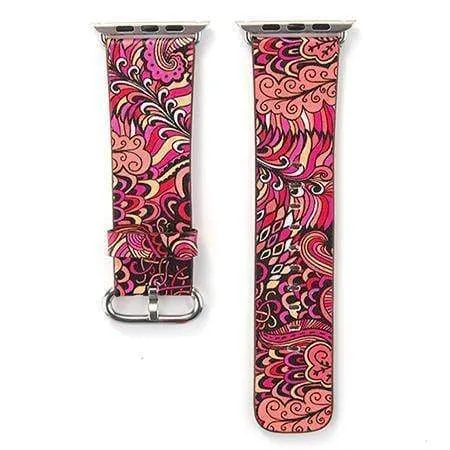 Apple Floral flower Watchband Print Smart iWatch Strap Series 7 6 5