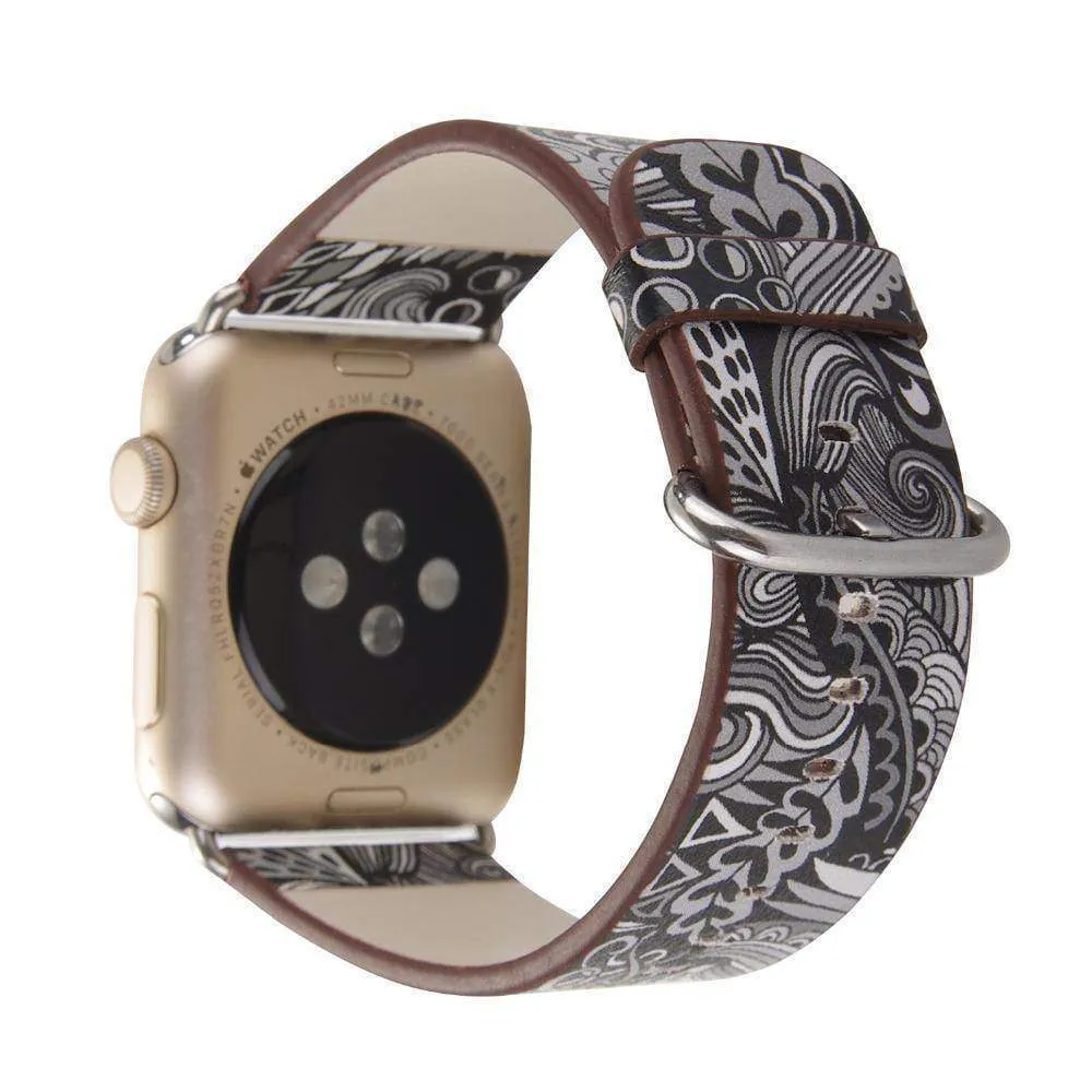 Apple Floral flower Watchband Print Smart iWatch Strap Series 7 6 5