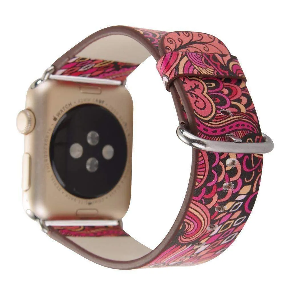 Apple Floral flower Watchband Print Smart iWatch Strap Series 7 6 5