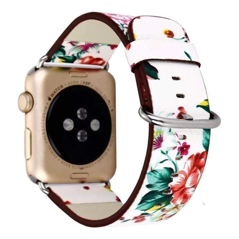 Apple Floral flower Watchband Print Smart iWatch Strap Series 7 6 5