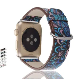 Apple Floral flower Watchband Print Smart iWatch Strap Series 7 6 5