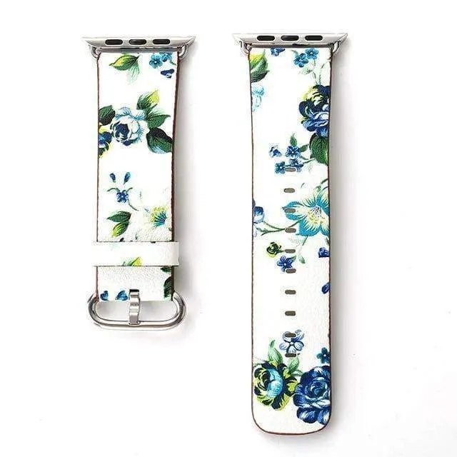 Apple Floral flower Watchband Print Smart iWatch Strap Series 7 6 5