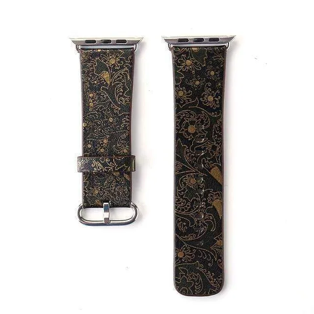 Apple Floral flower Watchband Print Smart iWatch Strap Series 7 6 5