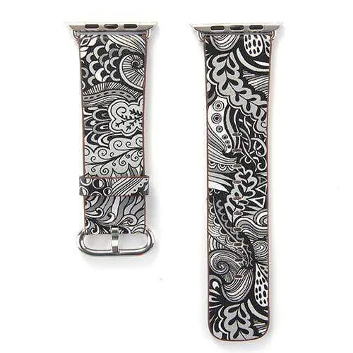 Apple Floral flower Watchband Print Smart iWatch Strap Series 7 6 5