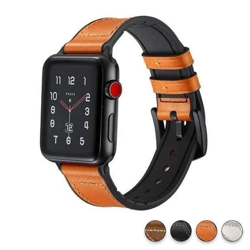 Apple Watch Series Band, Leather over Silicone Apple watchband