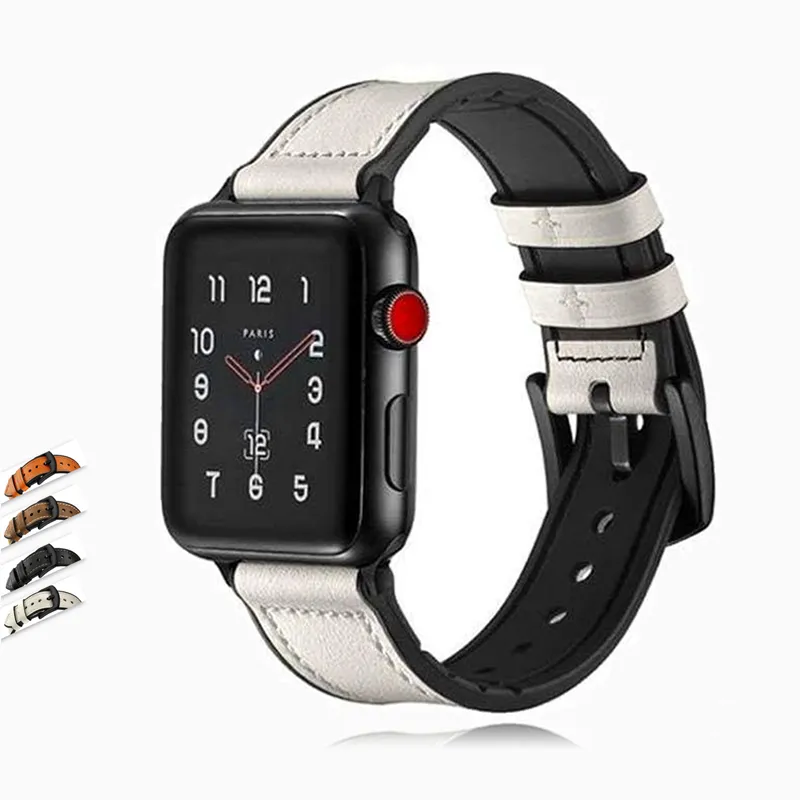 Apple Watch Series Band, Leather over Silicone Apple watchband