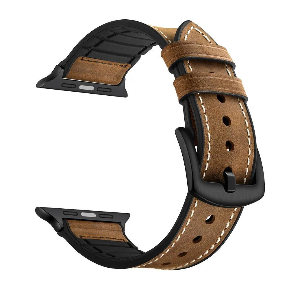 Apple Watch Series Band, Leather over Silicone Apple watchband