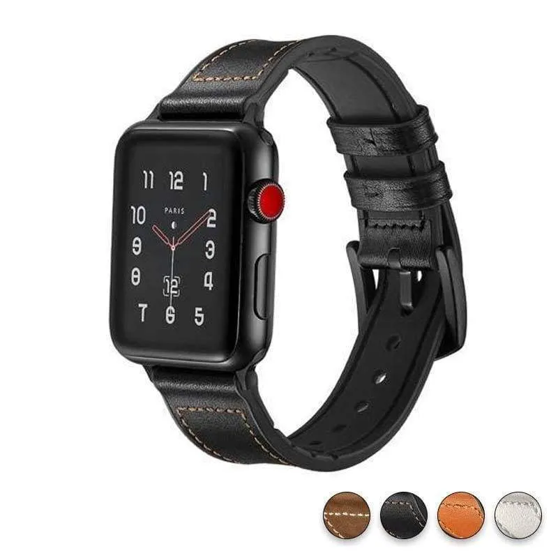 Apple Watch Series Band, Leather over Silicone Apple watchband