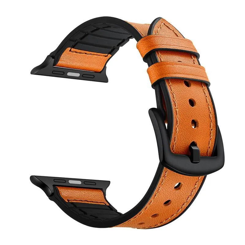 Apple Watch Series Band, Leather over Silicone Apple watchband