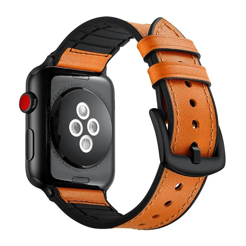 Apple Watch Series Band, Leather over Silicone Apple watchband