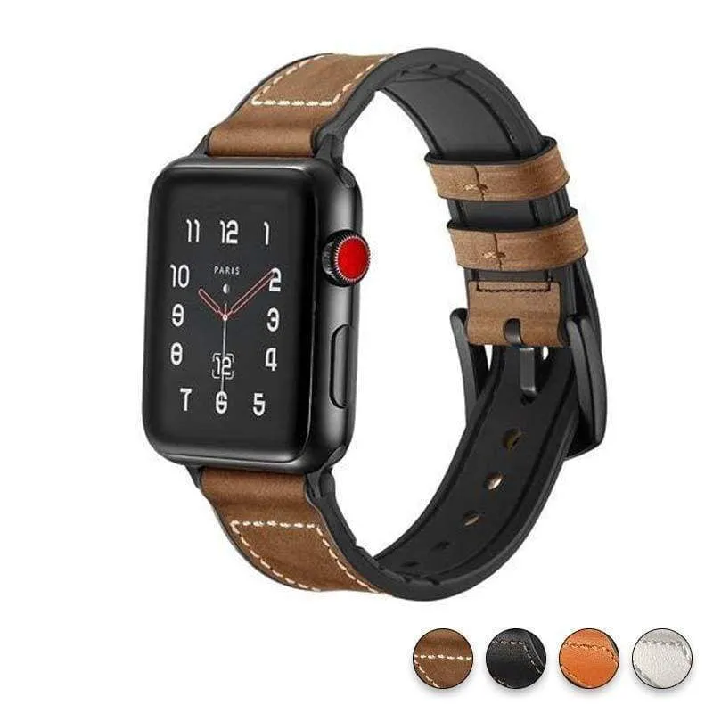 Apple Watch Series Band, Leather over Silicone Apple watchband