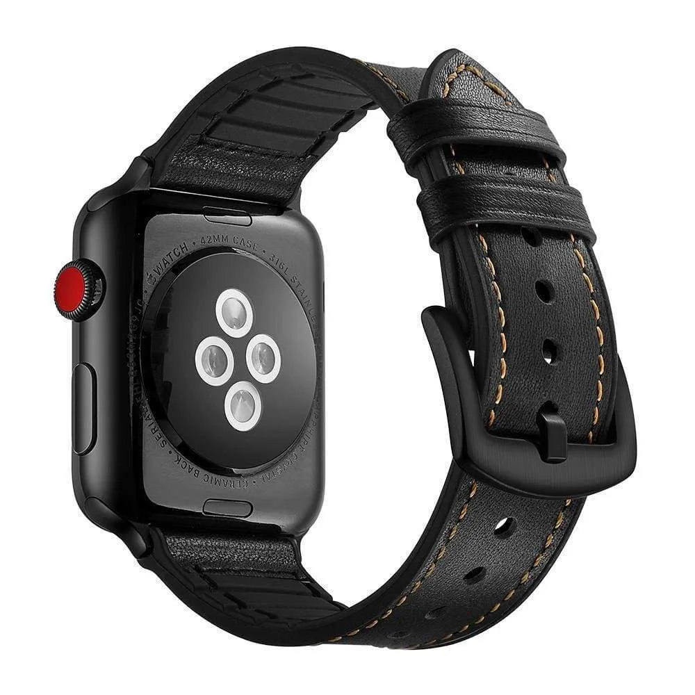 Apple Watch Series Band, Leather over Silicone Apple watchband