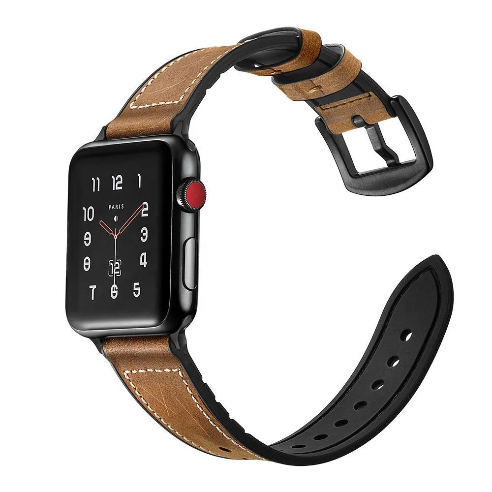 Apple Watch Series Band, Leather over Silicone Apple watchband