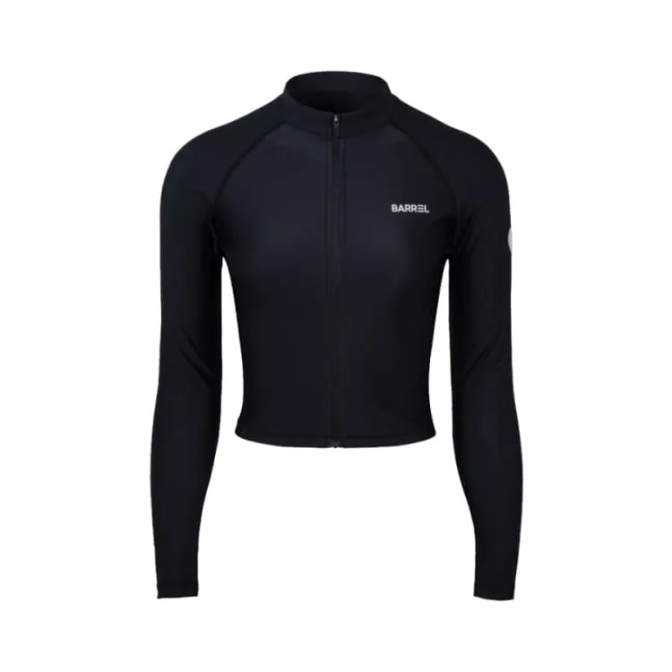 Barrel Women Sunset Crop Zip-Up Rashguard-BLACK