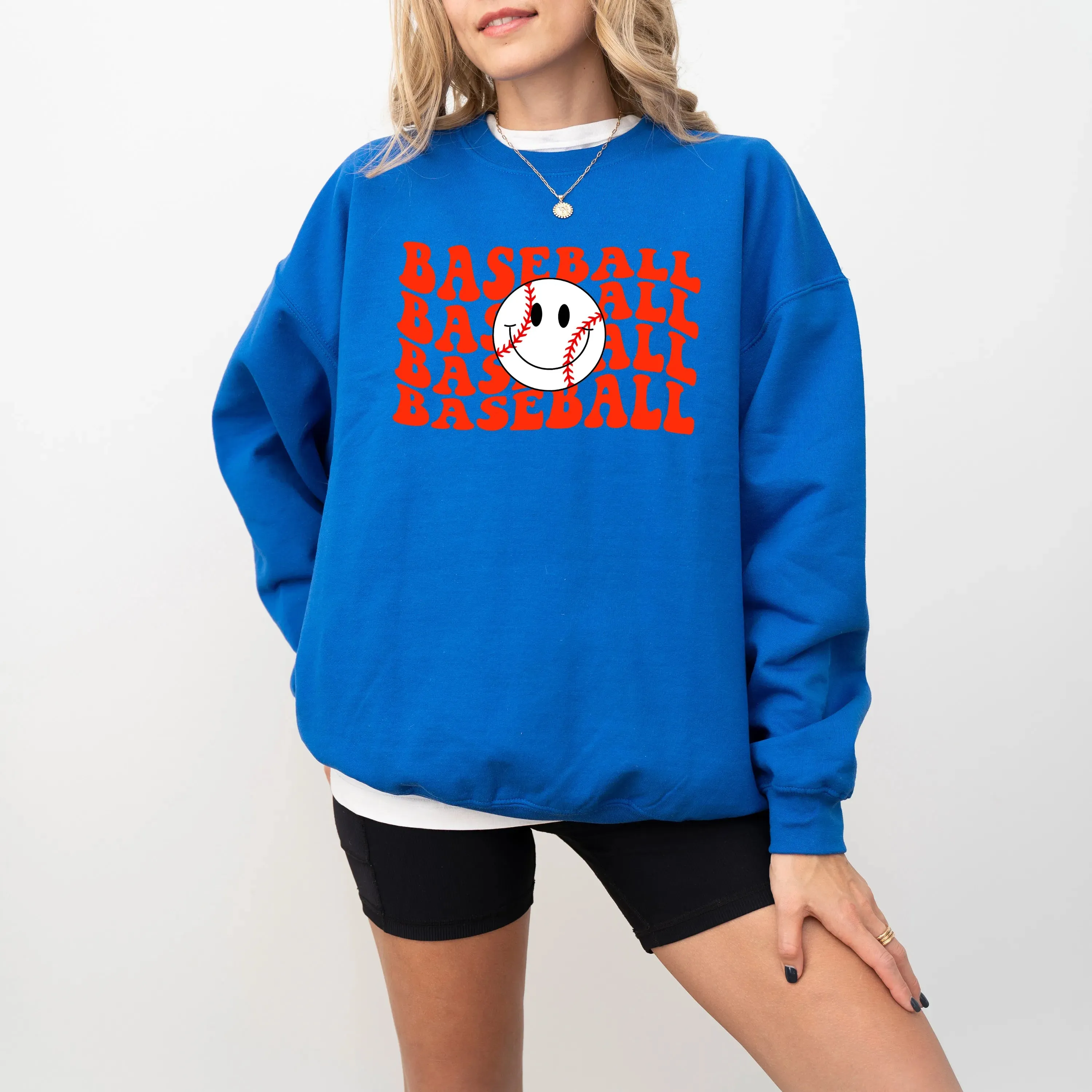 Baseball Stacked Smiley Face | Sweatshirt