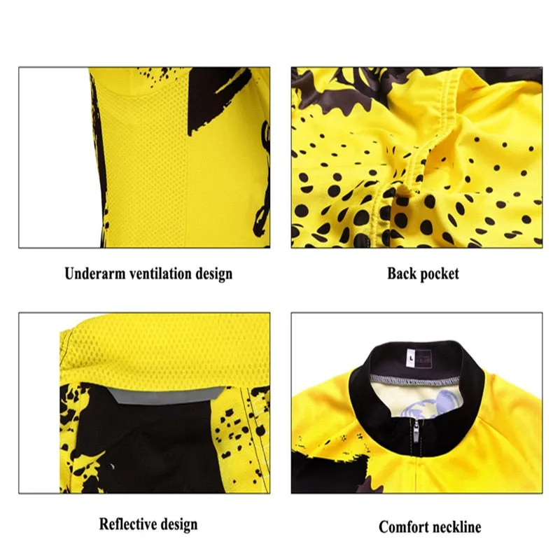 Bike Short Sleeve Team Women/Men Yellow Spandex Cycling Jersey Tops/Short Sleeve Bike Clothing Summer Cycling Jersey