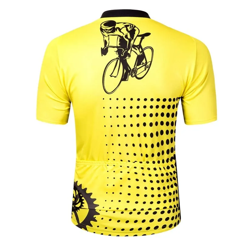 Bike Short Sleeve Team Women/Men Yellow Spandex Cycling Jersey Tops/Short Sleeve Bike Clothing Summer Cycling Jersey