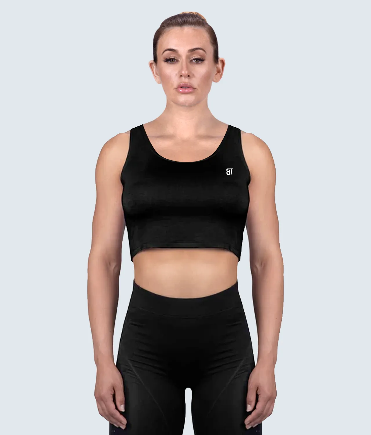 Born Tough Core Black Sheer Crop Running Top for Women