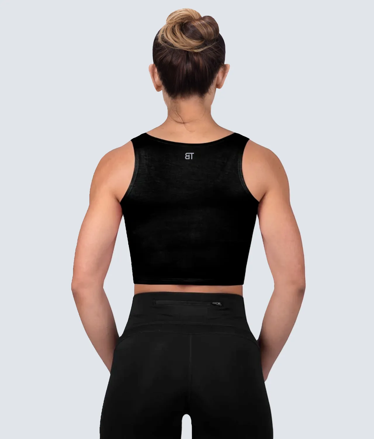 Born Tough Core Black Sheer Crop Running Top for Women