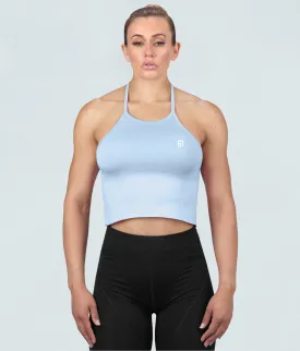 Born Tough Core Blue Sheer Halter Running Top for Women