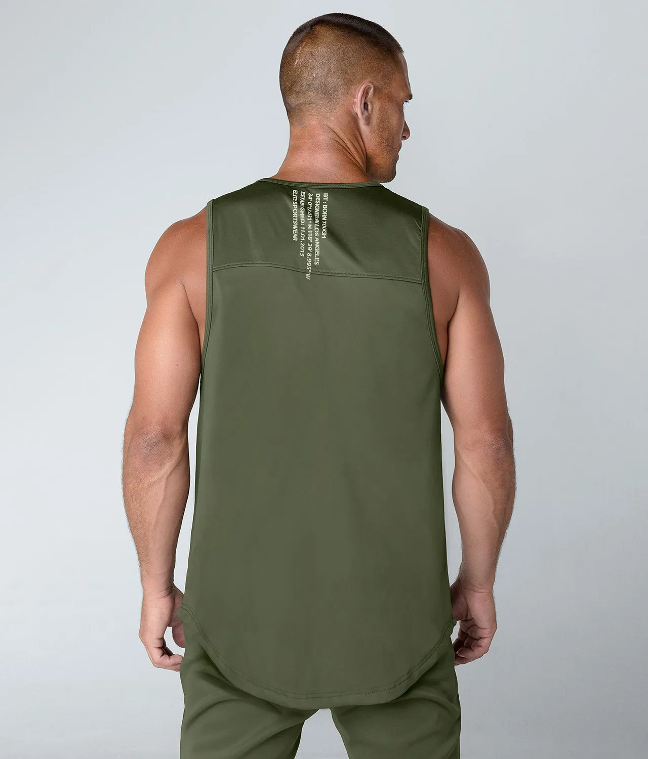 Born Tough Momentum Running Tank Top For Men Military Green