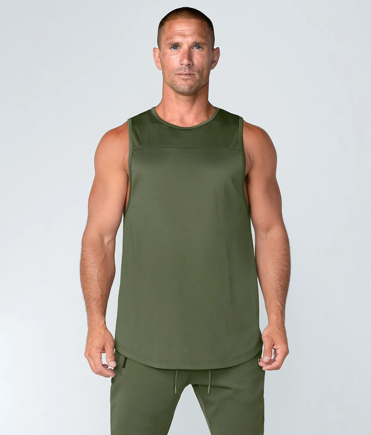 Born Tough Momentum Running Tank Top For Men Military Green