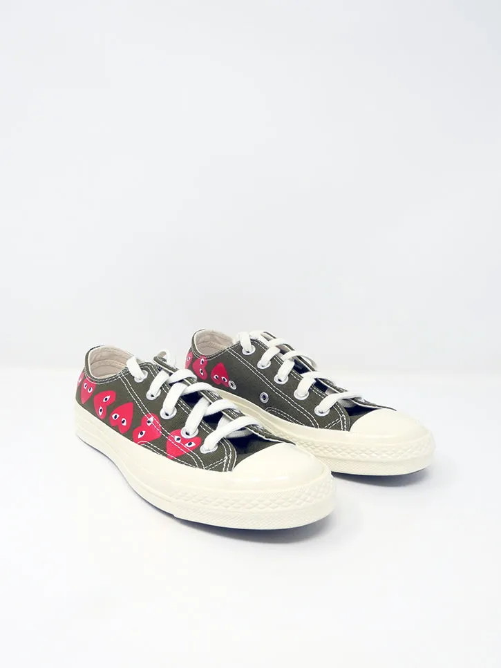 Comme des Garçons PLAY Converse, Low-Top, Khaki Multi Heart