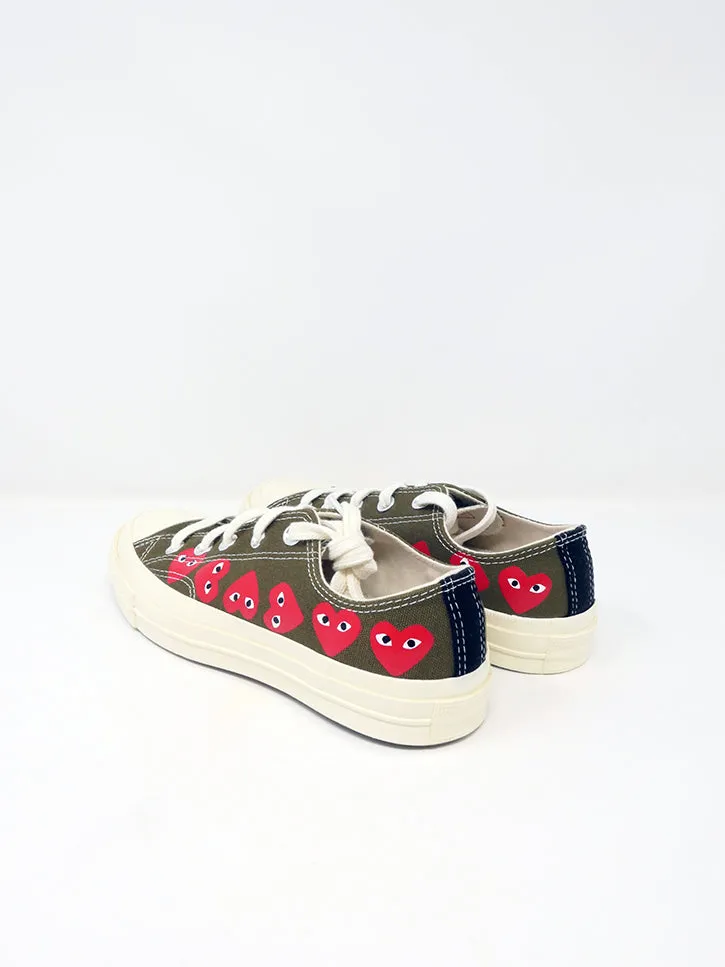 Comme des Garçons PLAY Converse, Low-Top, Khaki Multi Heart