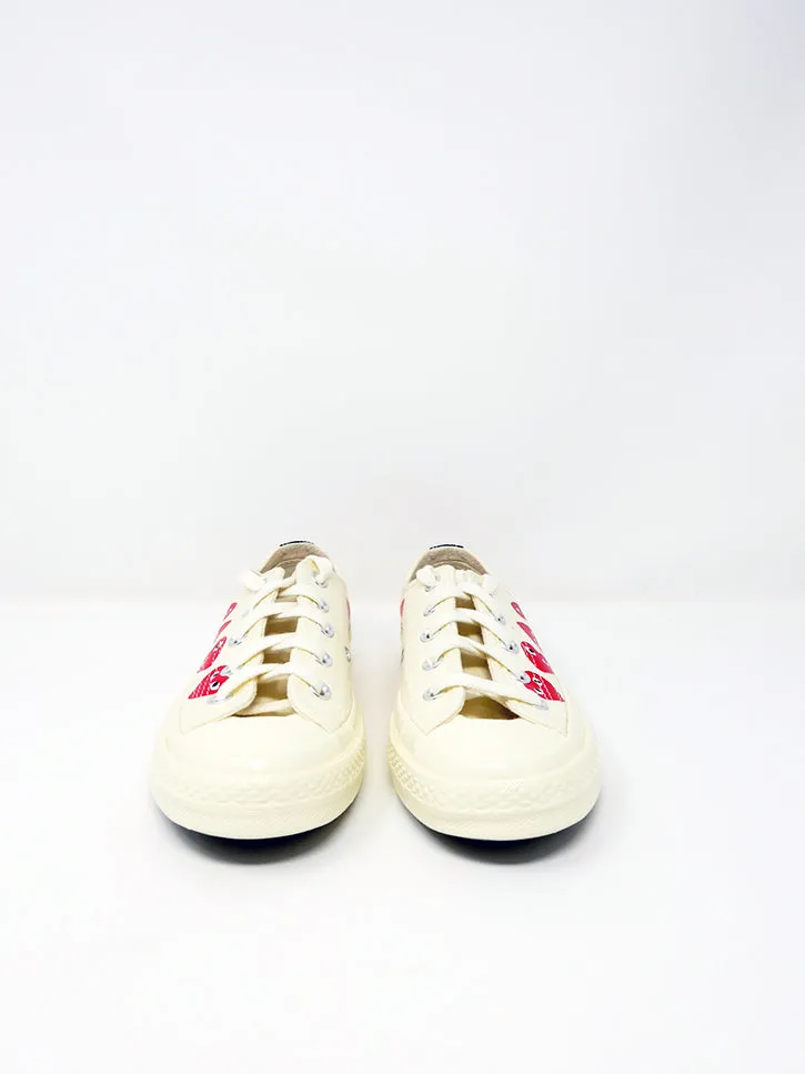 Comme des Garçons PLAY Converse, Low-Top, White Multi Heart