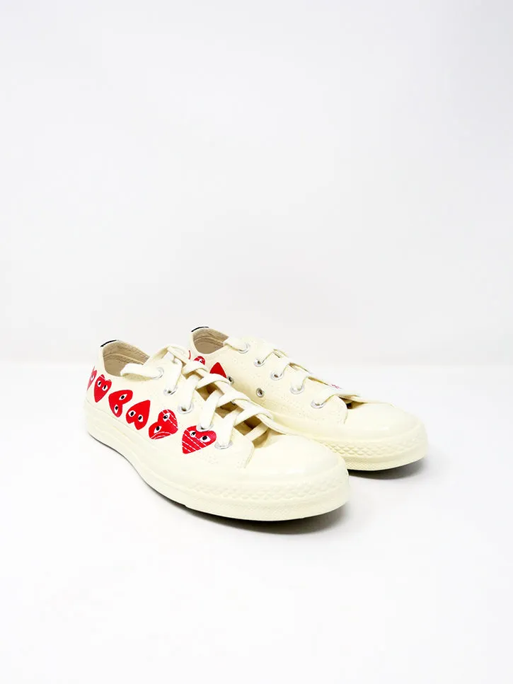 Comme des Garçons PLAY Converse, Low-Top, White Multi Heart