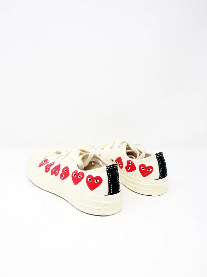 Comme des Garçons PLAY Converse, Low-Top, White Multi Heart