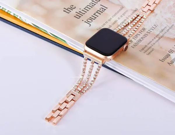 Diamond Watch Stainless Steel Strap Bracelet apple Watch band 7 6 5 4