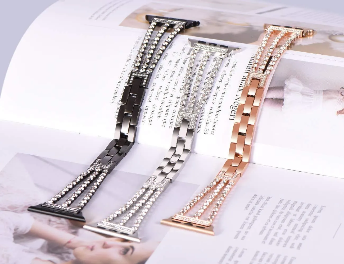 Diamond Watch Stainless Steel Strap Bracelet apple Watch band 7 6 5 4