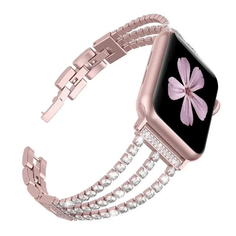 Diamond Watch Stainless Steel Strap Bracelet apple Watch band 7 6 5 4