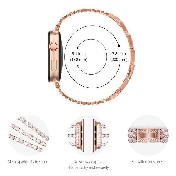 Diamond Watch Stainless Steel Strap Bracelet apple Watch band 7 6 5 4