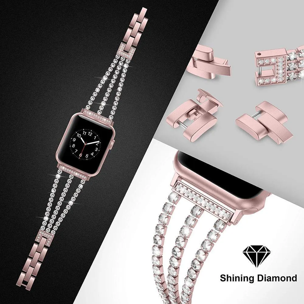 Diamond Watch Stainless Steel Strap Bracelet apple Watch band 7 6 5 4