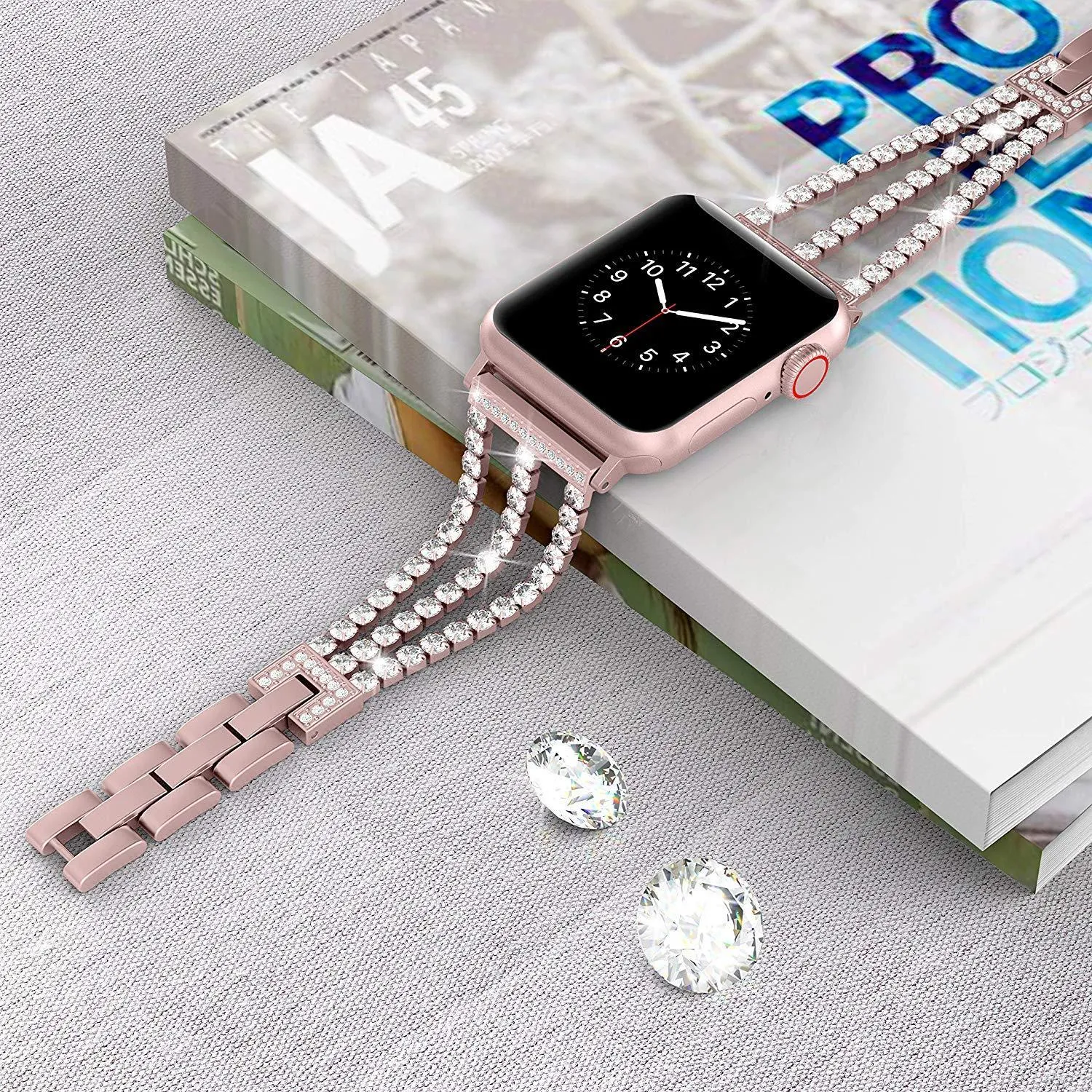 Diamond Watch Stainless Steel Strap Bracelet apple Watch band 7 6 5 4