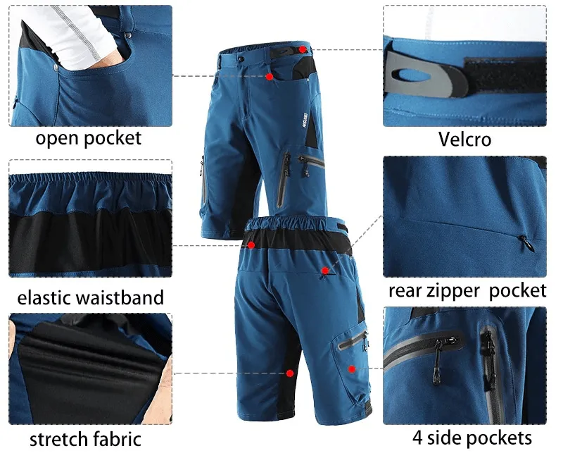 Elastic Waistband Sports Cycling Shorts with Side Pockets - SF0593